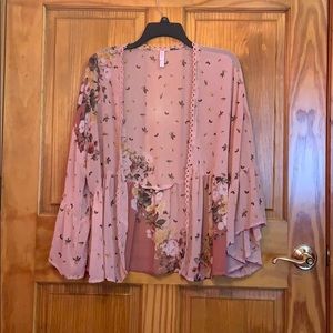 Flowery sheer kimono